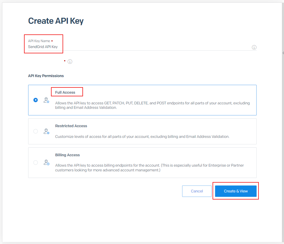Send Grid Create API Key