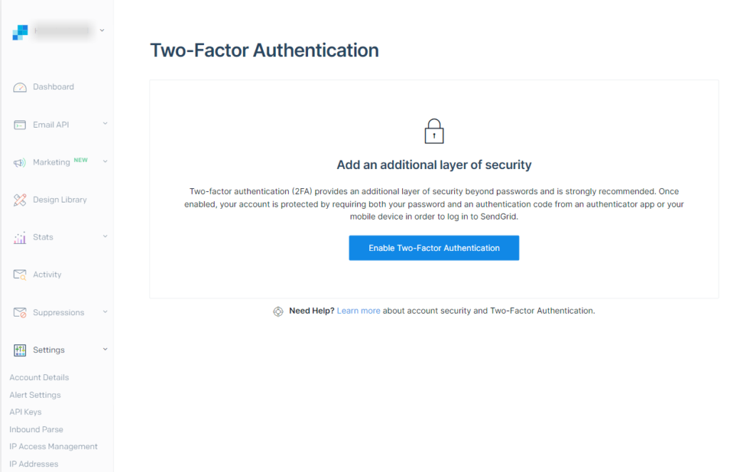Send Grid Two Factor Authentication