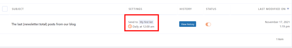 Recheck Settings for auto email to subscriber scheduling