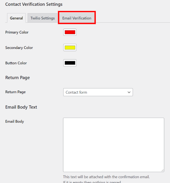 contact form 7 email verification settings