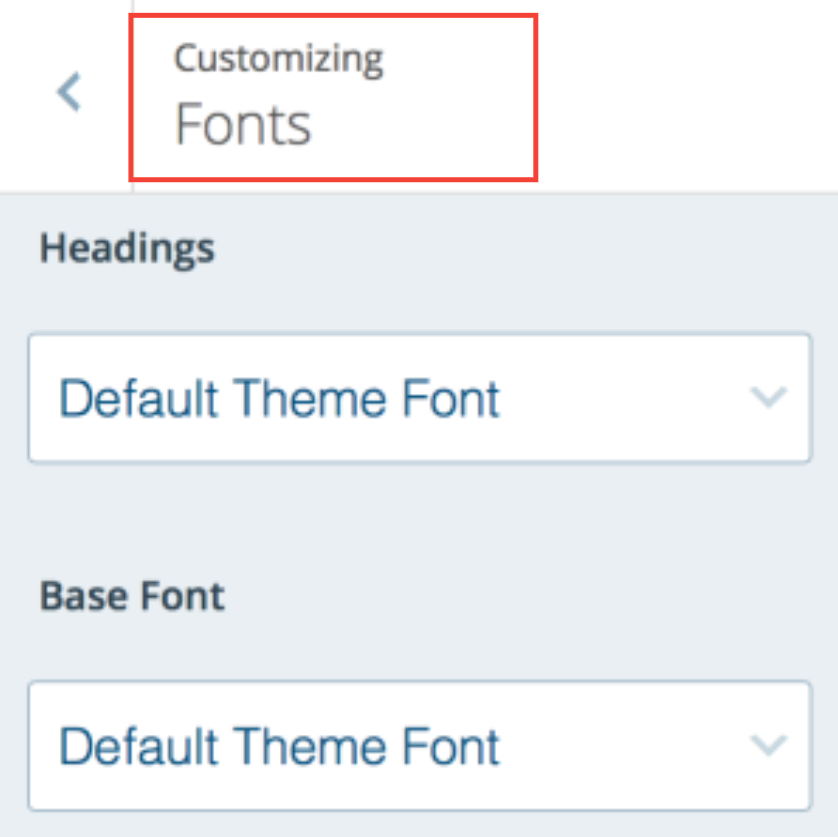 Fonts option in Customizer