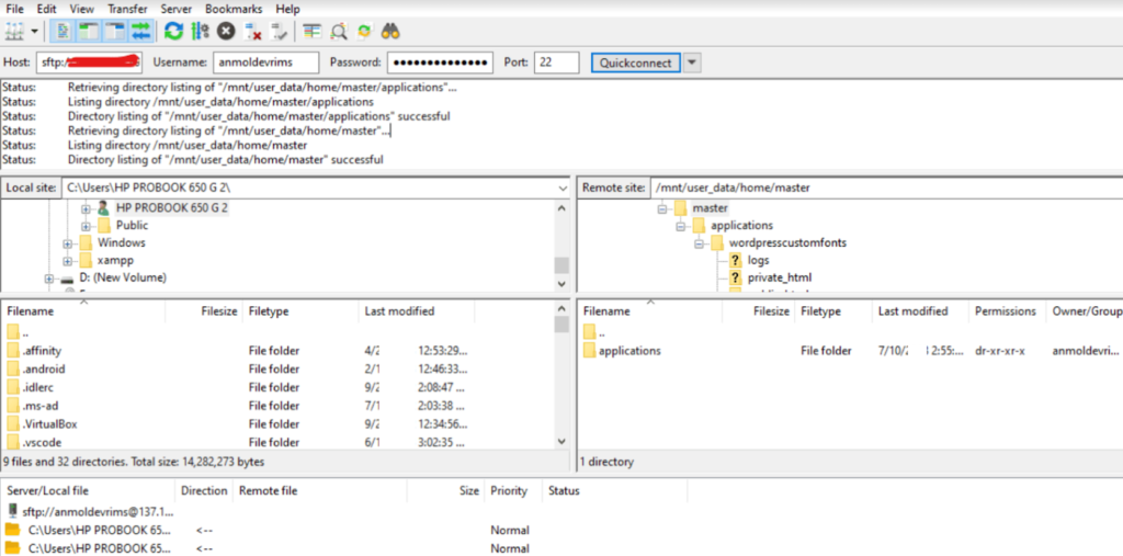 FileZilla FTP Client to Access Web Directory