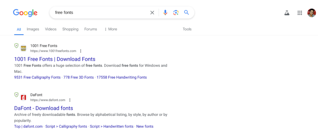 Google search free fonts