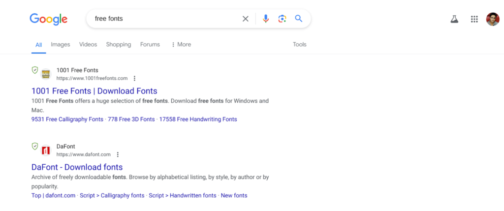 Google search free fonts