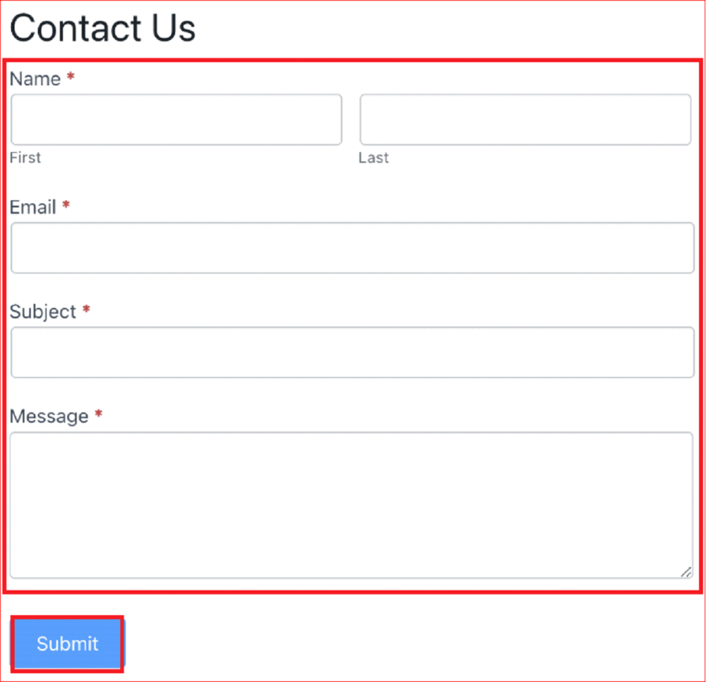 Submit a Test Contact Form Entry